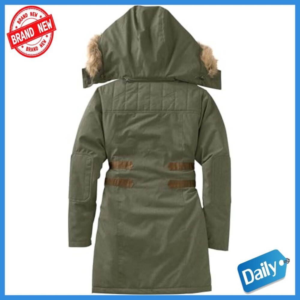 Women's Water Resistant Parka with Hood, Polyfill Insulated Winter Coat - Picture 5 of 7